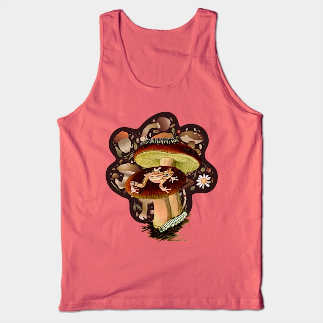 Goblincore Mushrooms, Caterpillars and Frog Tank Top by Souls.Print